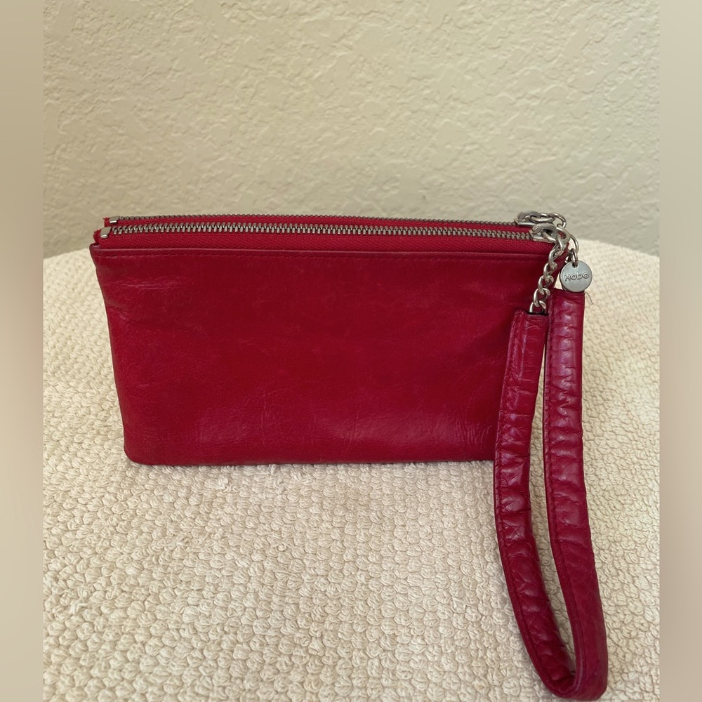 HOBO red leather wristlet 7x4 inches